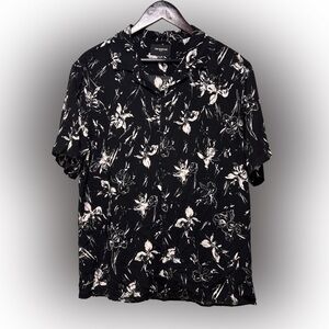 The Kooples Paris Shirt Mens Floral Print Short Sleeve Size Medium 100% Viscose